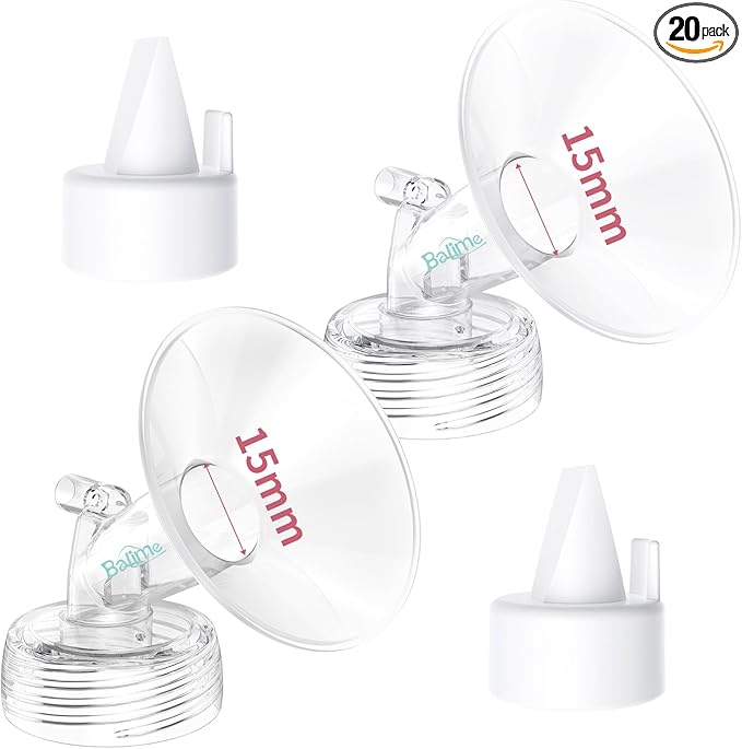 15MM Flange and Duckbill Valve Set Compatible with Spectra S1 S2 9 Plus, Wide Mouth Breast Pump Replacement Parts, Multiple Size Options 13–30mm, Not Original Accessories
