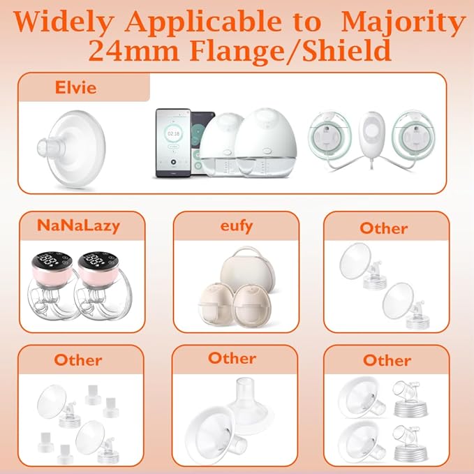Flange Inserts 10PCS 19/21mm*5,24mm Breast Pump Shields/Flanges Compatible with Momcozy S9/S9pro/S10/S12/S12pro/Spectra/Medela/TSRETE, Reduce 24mm Tunnel Down to Correct Size