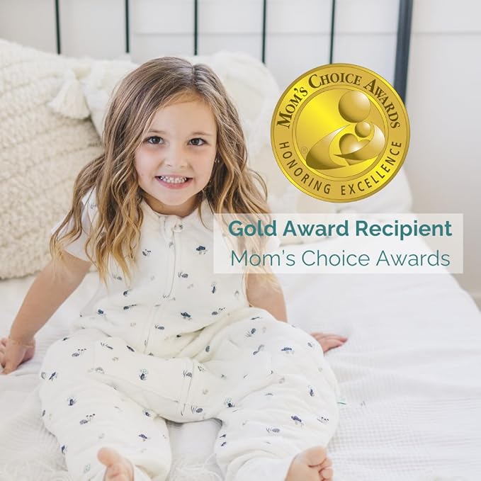 Tealbee Dreamsuit Toddler Sleep Sack with Feet – Walker Sleep Bag with Legs, Rayon made from Bamboo, Winter 1.5 TOG, 2-Way Zipper, 3T-4T - Mushroom