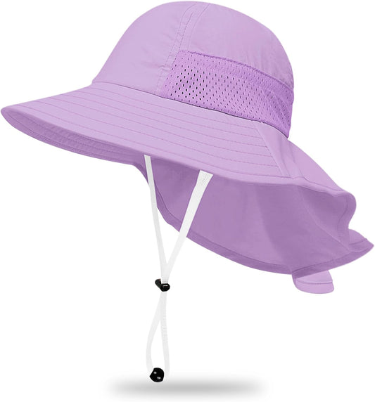 Toddler Baby Sun Hat Kids Summer UPF 50+ for Boys Girls Adjustable Beach Hats with Bucket Wide Brim Age 1-7 Years