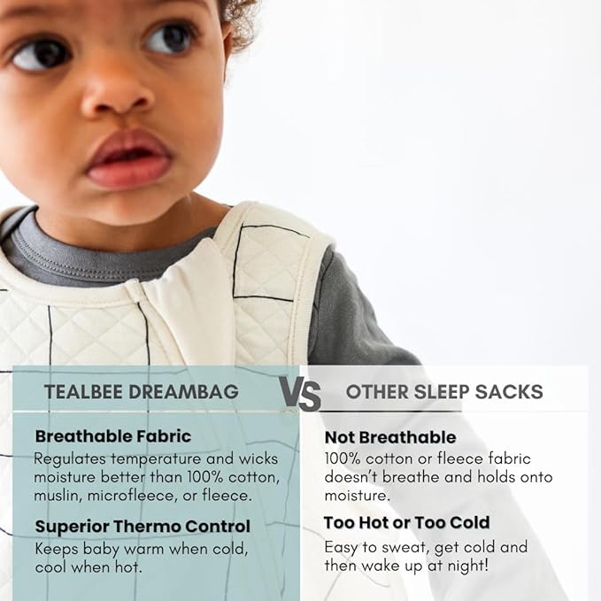 Tealbee Grow with Baby Sleep Sack – Adjustable Fit 6–24 Months for Babies & Toddlers, Soft Rayon from Bamboo Sleep Bag, Summer 0.8 TOG Wearable Blanket with 2-Way Zipper – Checkered