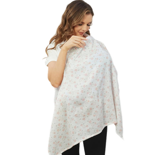Zdolmy Nursing Cover for Baby Breastfeeding with Rigid Hoop, Breathable Soft 100% Muslin Cotton, Baby Breast Feeding & Pumping Apron (Lovely Flower)