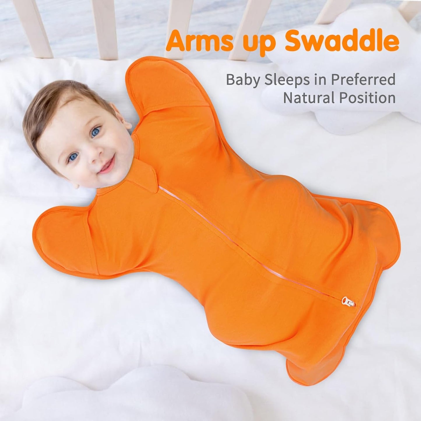 Transition Swaddle 6-9 Months Sleep Sack Arms up Swaddle 2-Way Zipper 100% Cotton Arms in/out, 0.8 Tog Sleep Sack Baby Swaddles for Boy Girl, 2-Pack Baby Transitional Swaddle Sack (Large 20-27lbs)