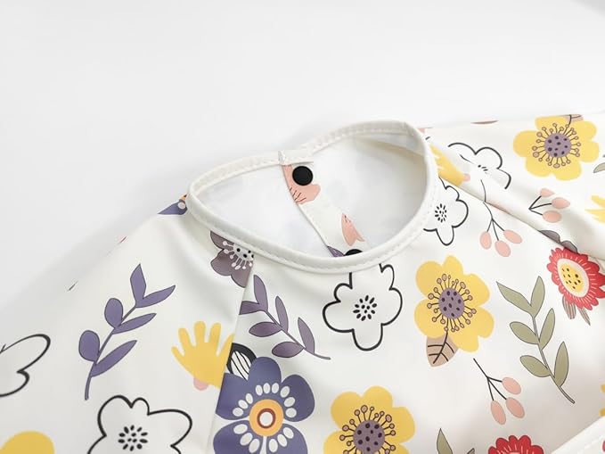 GZMM Waterproof Baby Bibs,Infant Toddler Extra Cover Feeding Bib With Food Catcher,Easy Clean & Washable