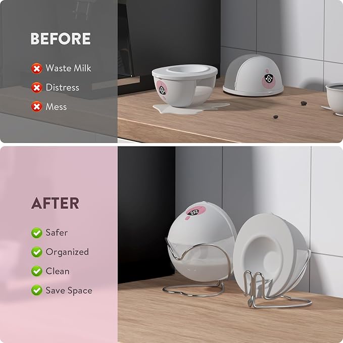 Breast Pumps Holder Compatible with Momcozy/eufy/Paruu/Nuliie/Elvie/NCVI/Medela/Most Brand Wearable Breast Pump, 2pcs Stainless Steel Portable Replacement Pump Parts, Electric Breastpump Accessories