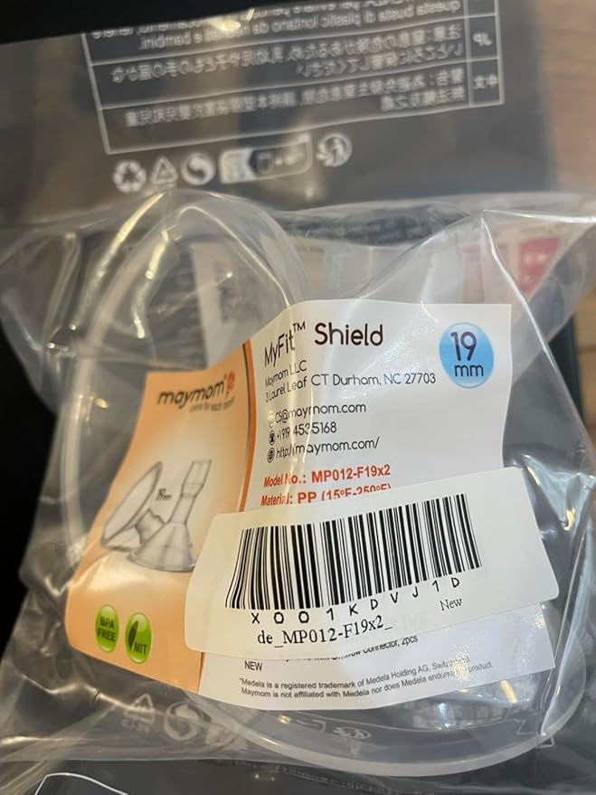 Maymom MyFit 19 mm Small Shields Compatible with Medela Breast Pump- PersonalFit, Freestyle, Harmony, Maxi, Freestyle Flex Connector; Connect to Maymom Widemouth/Narrow Connector, 2pcs