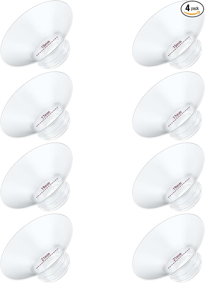 8PC Flange Insert 15/17/19/21mm Compatible with Momcozy M5/M6//M9 Wearable Breast Pump Replacement, BPA Free Silicone M5/M6/M9 Flange Inserts Same Suction as OEM(8PC-4Size)