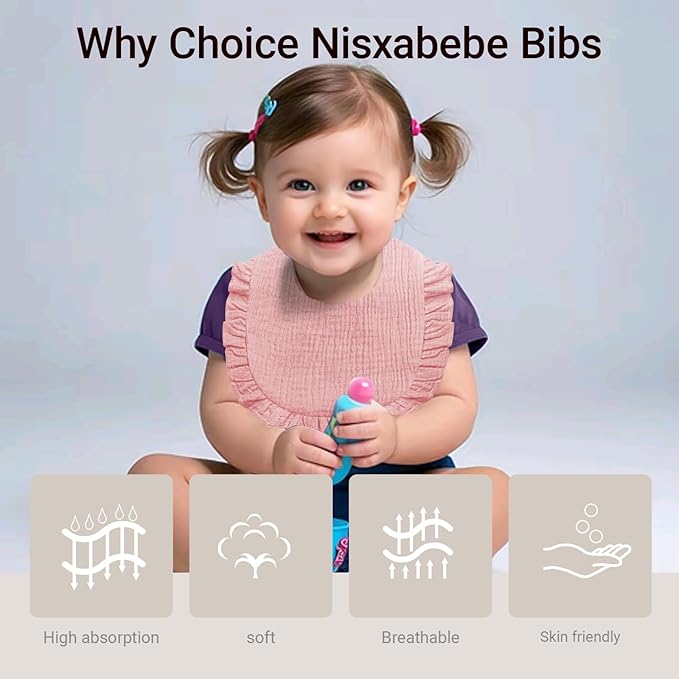 Baby Muslin Bibs,6 Pcs Drool Bandana Bibs for Baby Girl Drooling and Teething,Soft and Absorbent Cotton for Newborn