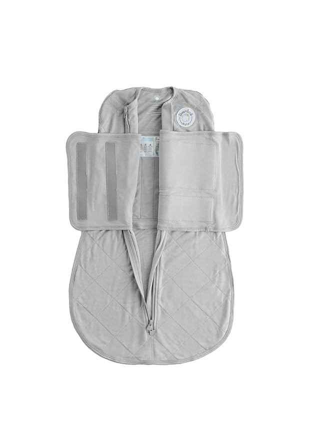 Dreamland Baby Bamboo Viscose Swaddle Sleep Sack (0-6 Months). 1.0 TOG Ultra Soft Swaddle Blanket w/Built in Band. 97% Viscose, 3% Spandex (Grey). Mom-Owned US Business, Premium Materials