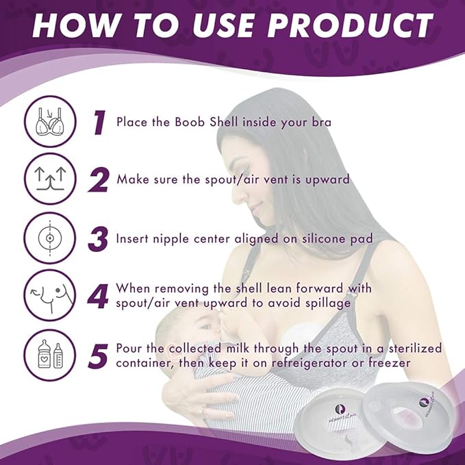 Mommyz Love Breast Shells & Milk Catcher for Breastfeeding New Model with Plugs - Breast Milk Catcher to Relieve Cracked Sore & Engorged Nipples - Breast Shells Milk Collector for Leaking Milk 4 Pack