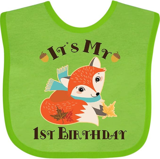 inktastic 1st Birthday Woodland Fox Baby Bib