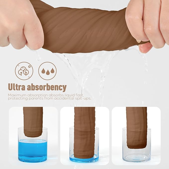 Yoofoss Muslin Burp Cloths for Baby 10 Pack 100% Cotton Baby Washcloths for Boys Girls Large 20''X10'' Super Soft and Gradient Coffee