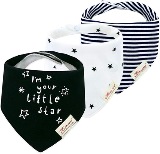 JN&LULU 3 Pack Newborn Baby Bibs Bandana Drool Bibs for Drooling Cotton Baby Gifts