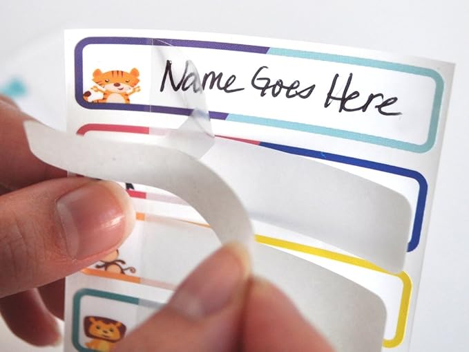 Bottle Labels, Write-On Name, Self-Laminating, Waterproof, Baby Bottle Label for Daycare, Made in The USA (Animal Friends Set of 2)