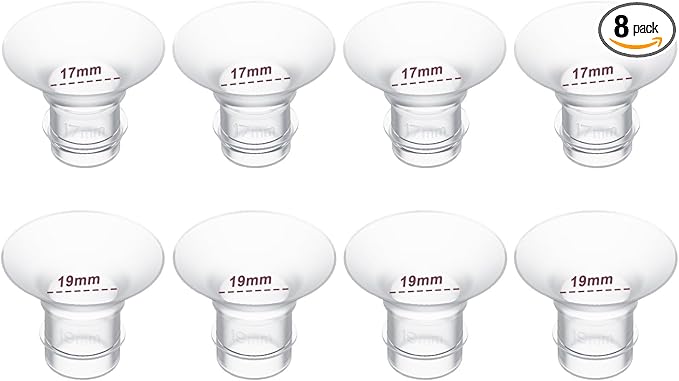 Flange Insert 17/19mm 8PCS Compatible with 24mm Flange/Shield of Most Pumps,Suitable for Momcozy/Medela/Spectra/TSRETE/Paruu Wearable Breast Pump,Reduce 24mm Tunnel Down to Correct Size,4pc/Size