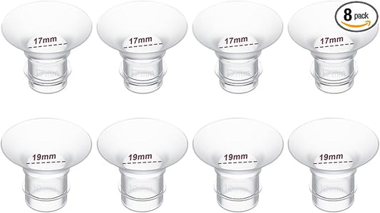 Flange Insert 17/19mm 8PCS Compatible with 24mm Flange/Shield of Most Pumps,Suitable for Momcozy/Medela/Spectra/TSRETE/Paruu Wearable Breast Pump,Reduce 24mm Tunnel Down to Correct Size,4pc/Size