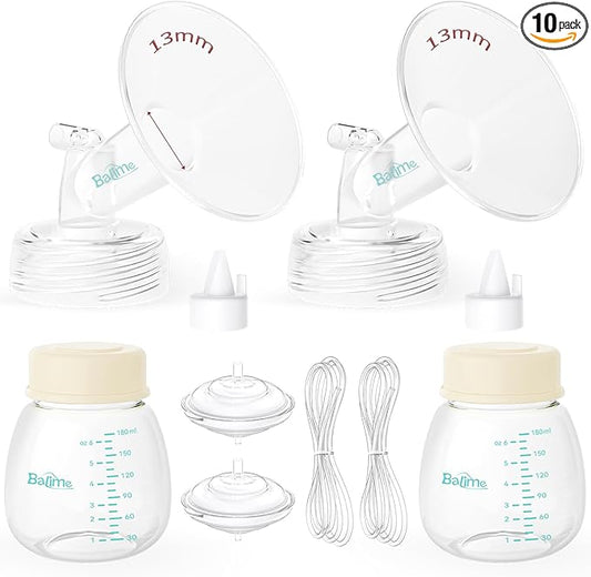 Breast Pump Parts Compatible with Spectra S1/S2/9 Plus, Not Original Accessories, Full Set Replacements Include 13mm Flanges, Valves, Backflow Protectors (Duckbills Included), Tubings and Bottles