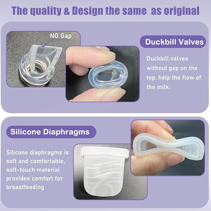 8pcs Duckbill Valves and 4pcs Silicone Diaphragms Compatible with Lansinoh Discreet Duo, eufy E10 S1 S1 Pro,NCVI Nuliie NICEGREEN Life S32 Breast Pump Replacement Parts, S32 Breast Pump Accessories