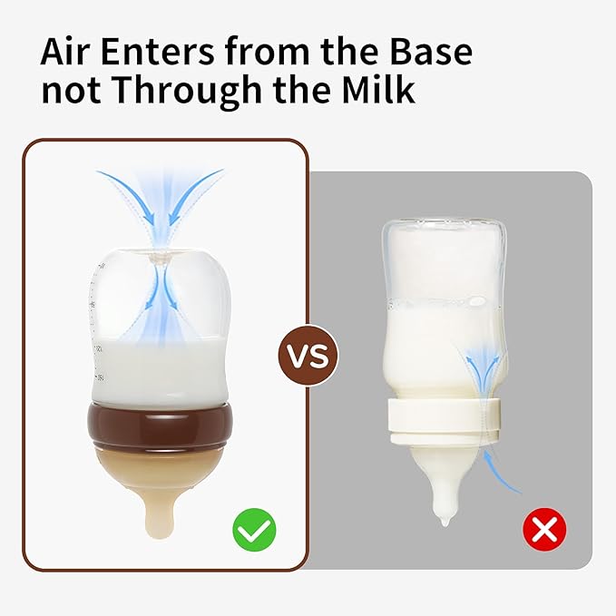 Thyseed Glass Natural Anti-Colic Baby Bottles | Newborn Breast Like Nursing Bottle for Breastfed Babies with Nipple (2+ Months), 8 Ounce, 1 Pack