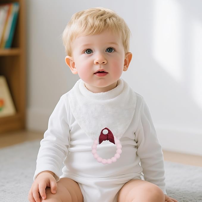 Baby Bandana Bibs & Teethers 6-Pack, 100% Organic Cotton, Super Absorbent & Soft, Unisex for Daily Use & Teething Relief.