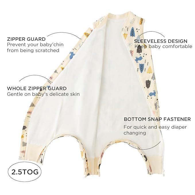 Duomiaomiao 2.5 TOG Toddler Sleep Sack 3-4T 100% Cotton Winter Side Open Zipper Baby Sleep Sack with Feet, Warm Toddler Wearable Blanket