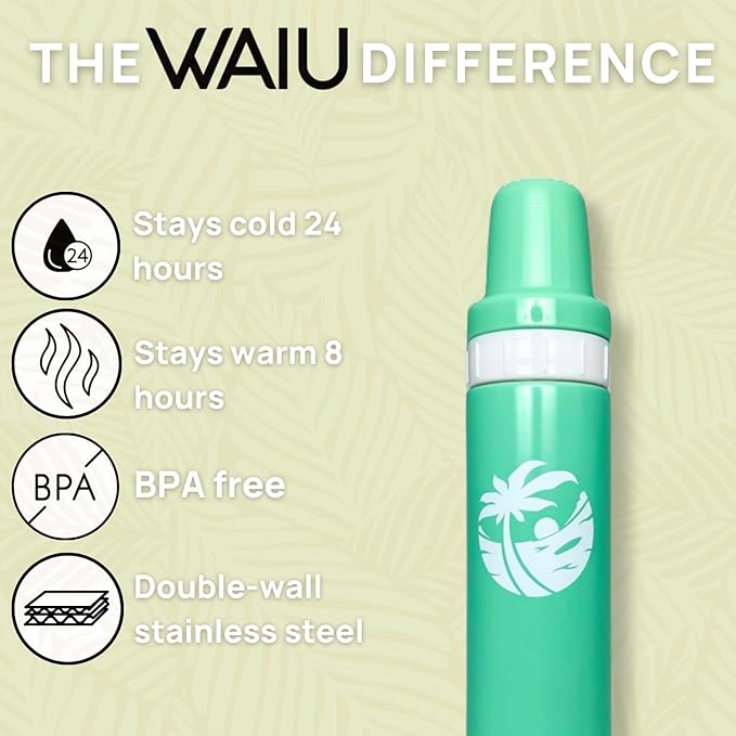 Waiu Insulated Stainless Steel Baby Bottle BPA-Free | Stainless Steel Keeps Drinks Hot for 8 Hours, Cold for 24 Hours | 6 oz.| (Green) Multiple Colors