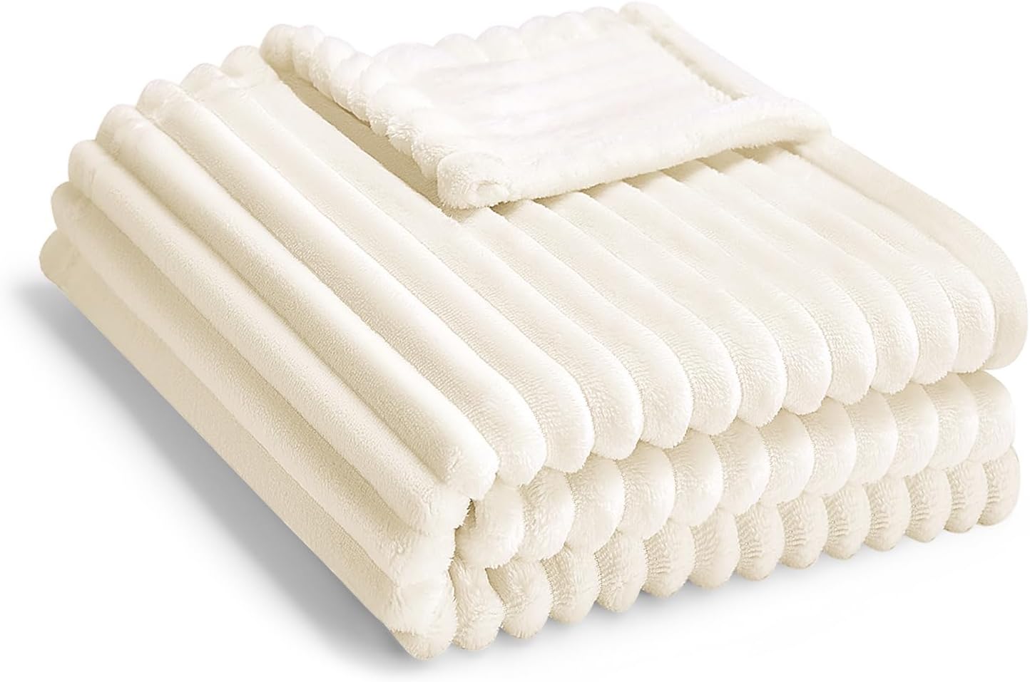 Soft Fleece Baby Blanket Ultra Cozy Baby Blankets for Boys Girls Warm and Lightweight Infant Toddler Newborn Receiving Gift with Reversible Stripes for Crib Stroller, 30x40 Inch, Cream