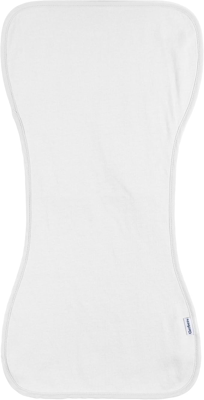 Gerber Baby Unisex Burp Cloths 5-Pack, White Black, Size 10.5" x 21"