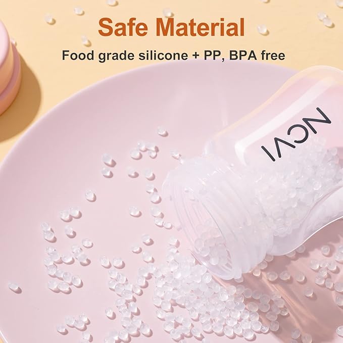 NCVI Baby Bottles Compatible with NCVI Breast Pump 8782/8780-2, Breast Milk Storage Bottles with Nipples and Travel Caps, Anti-Colic, BPA Free, 4.7oz/140ml, 2 Count