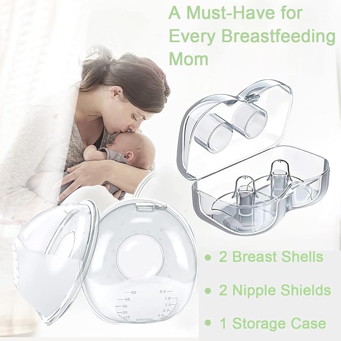 Nipple Shield & Breast Shell for Breast Feeding, Milk Savers Collector Nipple Protector for Breastfeeding Breast Milk Catcher for Breastfeeding Milk Collection Cups (Pack of 4)