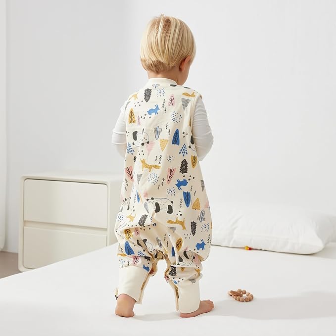 Duomiaomiao 0.5 TOG Toddler Sleep Sack 6-12 Months 100% Cotton Lightweight Baby Sleep Sack with Feet, Breathable Comfy Toddler Wearable Blanket