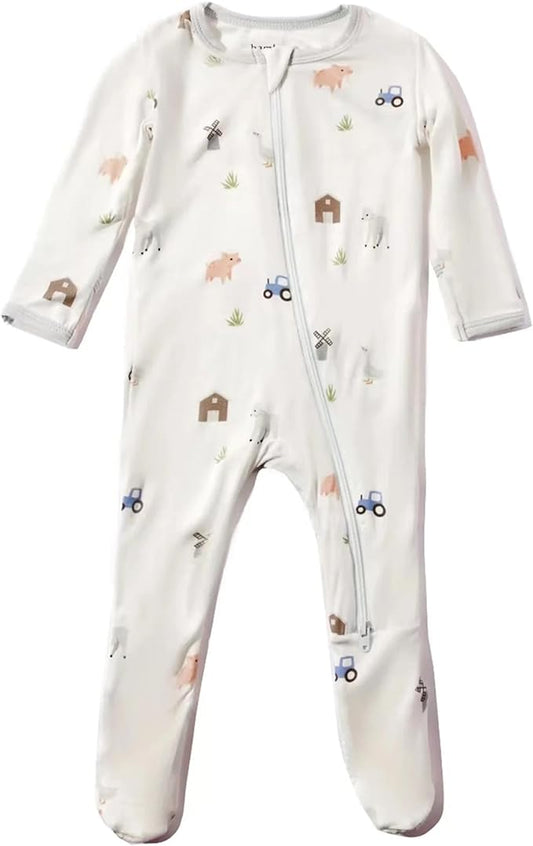 Bamboo Little Soft Baby Footie Pajamas, Baby Clothes, Newborn Sleepers, 95% Viscose and 5% Spandex, 0-24 Months