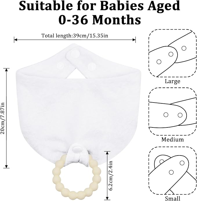 Baby Bandana Bibs & Teethers 6-Pack, 100% Organic Cotton, Super Absorbent & Soft, Unisex for Daily Use & Teething Relief.