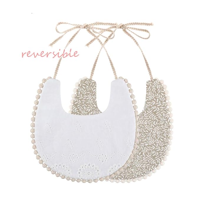 GZMM Baby Bib For Girls,Reversible Waterproof Handmade Natural Cotton Baby Drool Bib 0-12 months 2 Pack (floral mult-9, 0-12 months)