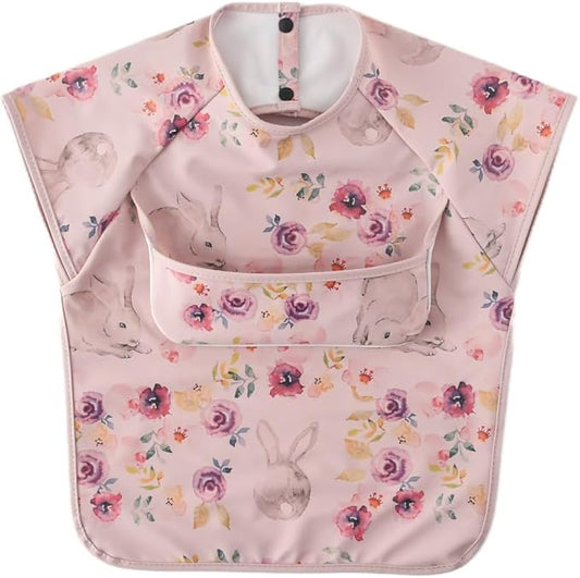 GZMM Waterproof Baby Bibs,Infant Toddler Extra Cover Feeding Bib With Food Catcher,Easy Clean & Washable