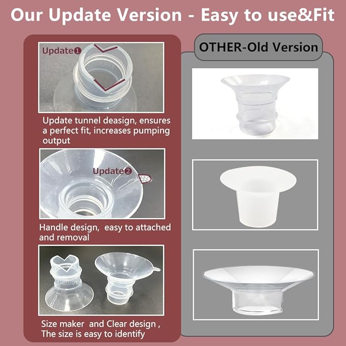 Update Flange Insert 21mm 2pcs for 24mm Flange/Shield of Most Pumps, Silicone Flanges Insert for Momcozy/Medela/Spectra/Eufy/Lansinoh/TSRETE/Elvie/NCVI/Paruu, Breastfeeding Essentials Kit