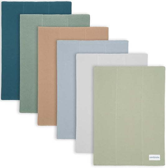 Comfy Cubs Baby Burp Cloths Set (Pack of 6) - Large, 6-Layer, Ultra Absorbent 100% Cotton for Infant Spit-Up, Drool, and Messes - Soft, Gentle, Thoughtful New Born Baby Gifts, Multi Boy