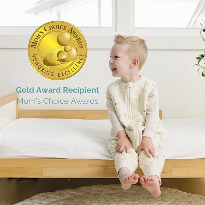 Tealbee Dreamsuit Toddler Sleep Sack with Feet – Walker Sleep Bag with Legs, Rayon made from Bamboo, All Season 1.2 TOG, 2-Way Zipper, 2T-3T - Moons&Stars