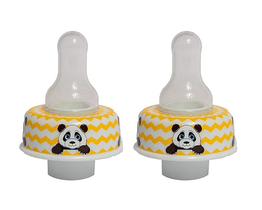 Refresh-a-Baby Reusable Bottle Top Nipple Adapter – Instantly Convert Any Bottle into a Sippy with Soft Silicone Nipples – Ideal for On-the-Go Feeding, BPA-Free, & Easy to Clean Pack of 2 (Panda)