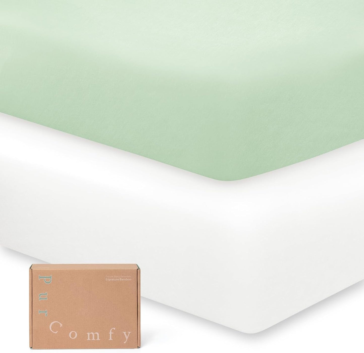 Supersoft Crib Sheets 2-Pack, Premium Bamboo Viscose Stretchy Fitted Crib Sheet, Hypoallergenic Breathable Crib Sheets Boy Girl, Neutral Baby Crib Mattress Sheet, 9'' Extra Deep Pocket