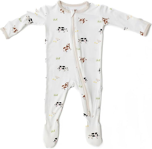Bamboo Little Soft Baby Footie Pajamas, Baby Clothes, Newborn Sleepers, 95% Viscose and 5% Spandex, 0-24 Months