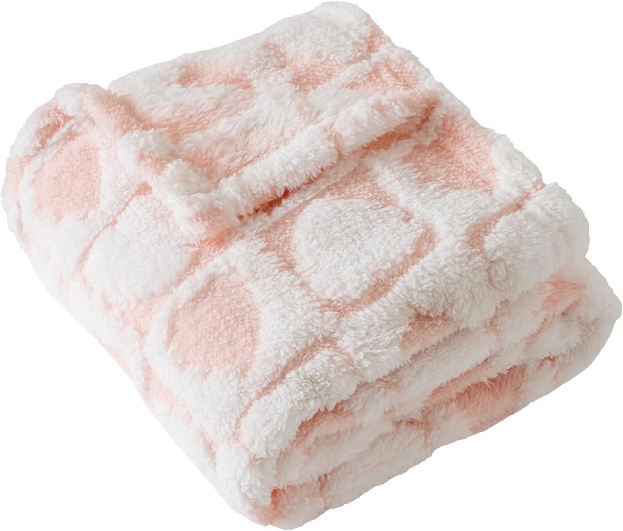 Fleece Baby Blanket for Girls 3D Checkerboard Design, Warm Cozy and Fluffy Infant Newborn Toddler Small Receiving Blankets for Crib Stroller, 30x40 Inches, LightPink