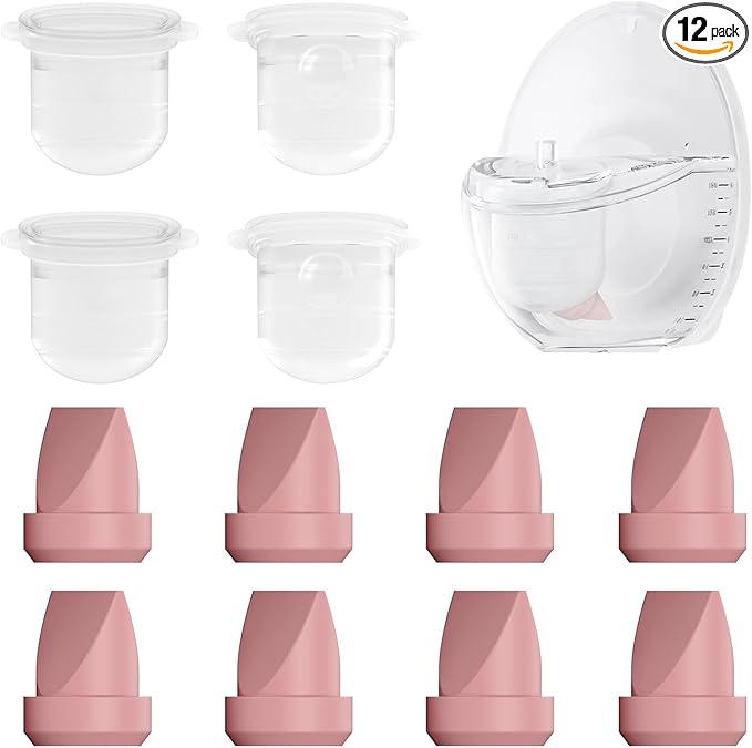 12PC M6 Breast Pump Replacement Accessories, Including 8pcs Duckbill Valve and 4pcs Diaphragms for Momcozy Mobile Style | M6, Replace for Momcozy Pump Parts, Not Original Parts, 12PC Red