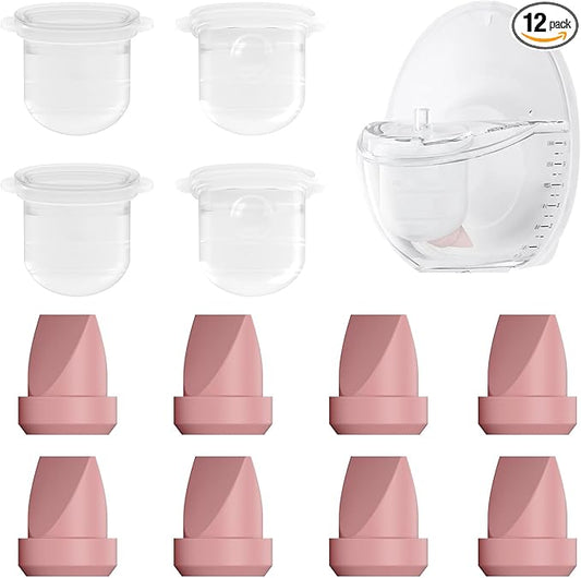 12PC M6 Breast Pump Replacement Accessories, Including 8pcs Duckbill Valve and 4pcs Diaphragms for Momcozy Mobile Style | M6, Replace for Momcozy Pump Parts, Not Original Parts, 12PC Red