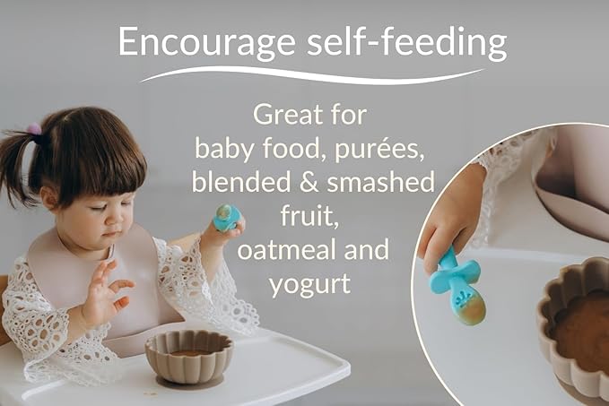 Growing Love Baby Spoons Set, Self Feeding 6 months, Pre-Spoon, Baby utensils, training spoon, cuchara bebe, blw, 100% silicone, Anti choke shield (pink)