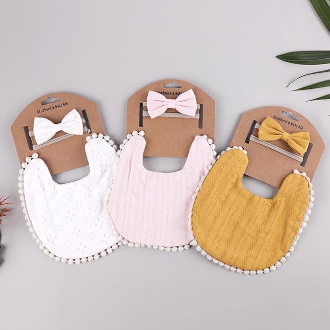 Baby Girls Floral Print Bibs, Reversible Burp Cloth Set for Newborn Infant Toddlers