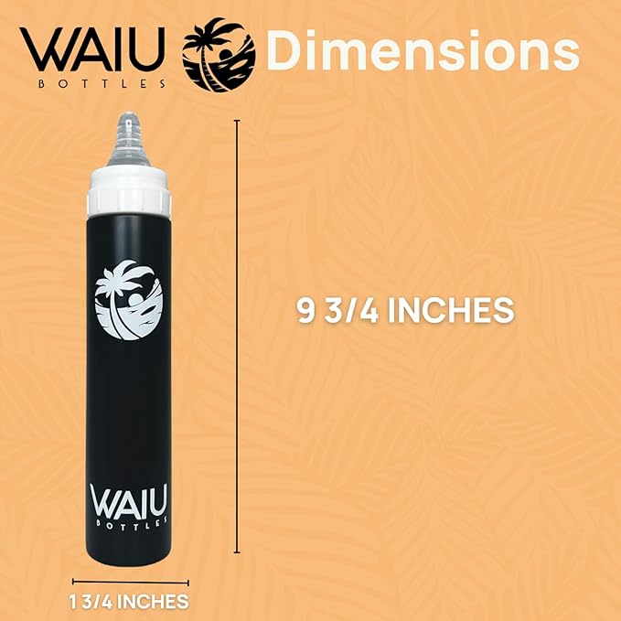 Versatile Waiu Insulated Baby Bottle | 4 oz & 6 oz Sizes | Keeps Drinks Hot for 8 Hours, Cold for 24 Hours | BPA-Free | Multiple Colors Available (Black, 6 oz.)