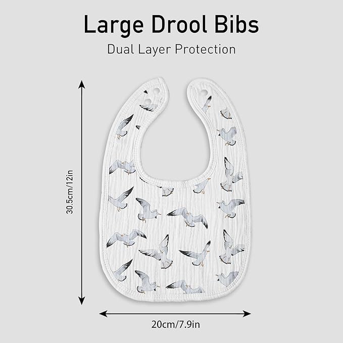 Muslin Baby Drool Bibs for Unisex Boys Girls, 6 Pack Soft Cotton Baby Bib for Teething Drooling, Essentials Shower Gift (6, Blue)