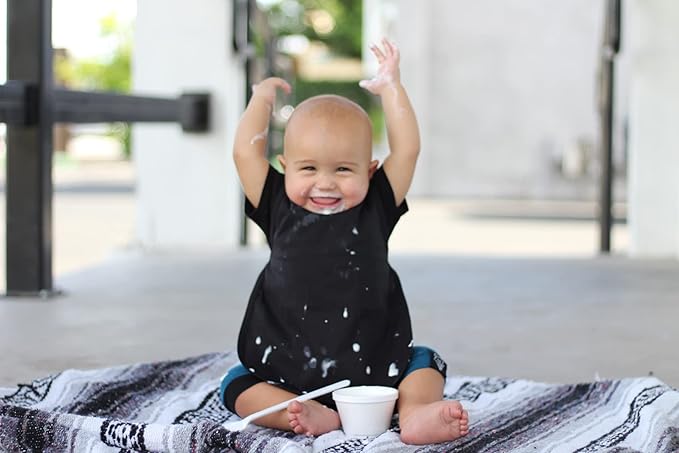 BapronBaby Minimalist Black Bapron - No Neck Tie Safer Bib for Baby & Toddler - Soft Waterproof Stain Resistant - Machine Washable - Sz Preschool 3-5yrs