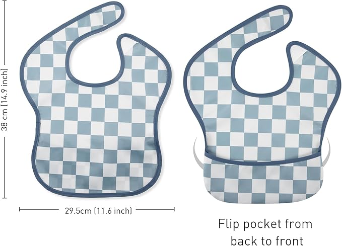 Mess Proof Baby Bib 3 Pack, Waterproof Led Weaning Baby Feeding Bibs with Food Catcher, Travel Feeding Bibs